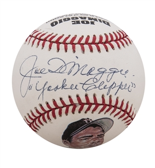 Joe DiMaggio Signed/Inscribed and Handpainted Baseball With "Yankee Clipper" Inscription 